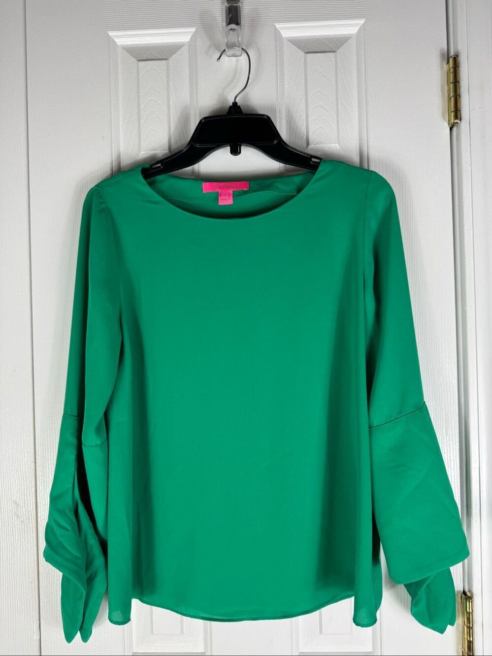 Lilly Pulitzer Women’s Langston Top Tie Sleeve Keppy Green Blouse Size Small